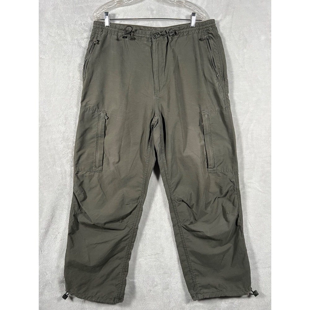 VTG Y2K GAP‎ Parachute Pant Men's L 36x30 Gray Paratrooper Cargo Baggy Rave 90s